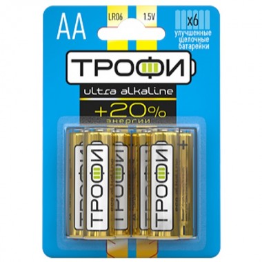 Купить Ультра алкалиновая батарейка AA Трофи LR6-6BL ULTRA (упаковка 6шт) 5055945508192