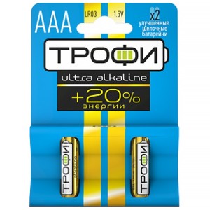 Ультра алкалиновая батарейка AAA Трофи LR03-2BL ULTRA (упаковка 2шт) 5055945540604