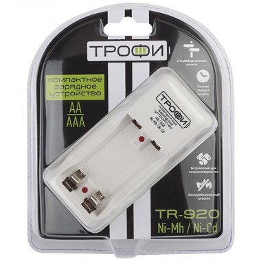 Отзывы Зарядное устройство TR-920 120мА компактное для 1 или 2 аккумуляторов АА или ААА
