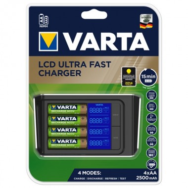 Отзывы Зарядное устройство VARTA LCD Fast Charger+4xАА 2400 мАч+12V 4008496773480