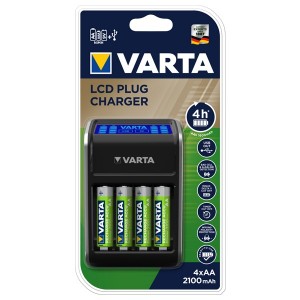 Зарядное устройство VARTA LCD Plug Charger+4xАА 2100 мАч 4008496773510