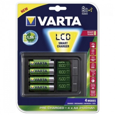 Обзор Зарядное устройство VARTA LCD Smart +4AA 2100мАч 4008496849437