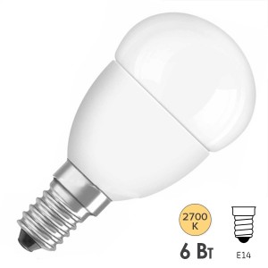 Лампа светодиодная шарик Osram LED CLAS P FR 40 6W/827 470lm 220V E14