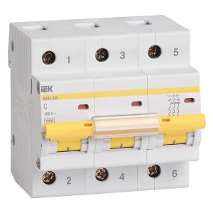 Автоматический выключатель ВА 47-100 3Р 80А 10 кА характеристика С ИЭК (автомат)
