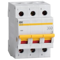 Рубильник модульный ВН-32 3Р  20А выключатель нагрузки ИЭК 3 модуля Рубильник модульный ВН-32 3Р  20А выключатель нагрузки ИЭК 3 модуля