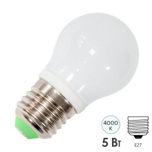 Отзывы Лампа светодиодная шарик Feron LB-38 5W 4000K 230V E27 G45 белый свет