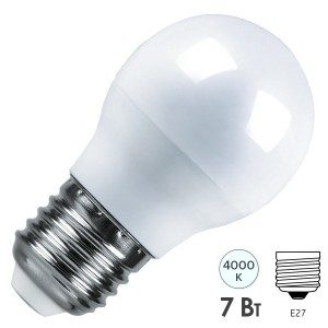 Купить Лампа светодиодная шарик Feron LB-95 7W 4000K 230V E27 G45 белый свет