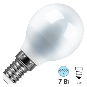 Лампа светодиодная шарик Feron LB-95 7W 6400K 230V E14 G45 холодный свет