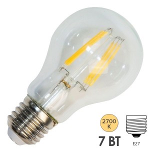 Отзывы Лампа филаментная светодиодная Feron LB-57 A60 7W 2700K 230V 740lm E27 filament теплый свет