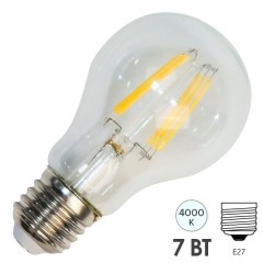 Лампа филаментная светодиодная Feron LB-57 A60 7W 4000K 230V 760lm E27 filament белый свет
