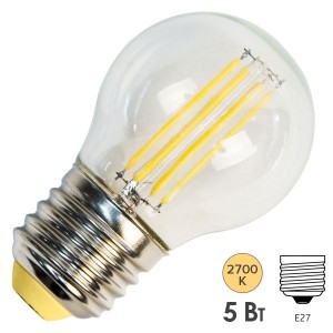 Купить Лампа филаментная светодиодная шарик Feron LB-61 5W 2700K 230V 530lm E27 filament теплый свет