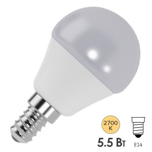Купить Лампа светодиодная шарик FL-LED GL45 5,5W 2700К 220V E14 45х80 510Лм теплый свет