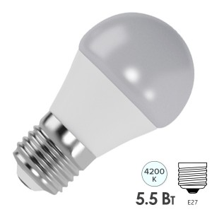Купить Лампа светодиодная шарик FL-LED GL45 5,5W 4200К 220V E27 45х80 510Лм белый свет