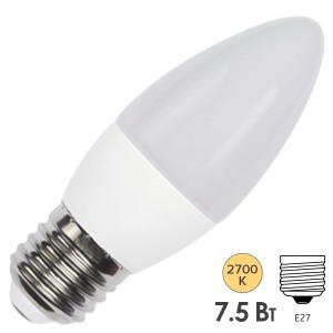 Купить Лампа светодиодная свеча FL-LED C37 7,5W 2700К 220V E27 37х108 700Лм теплый свет