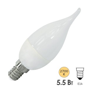 Обзор Лампа светодиодная свеча на ветру FL-LED CA37 5,5W 2700К 220V E14 37х113 510Лм теплый свет