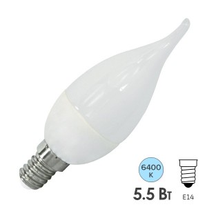 Купить Лампа светодиодная свеча на ветру FL-LED CA37 5,5W 6400К 220V E14 37х113 510Лм холодный свет