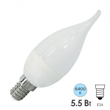 Купить Лампа светодиодная свеча на ветру FL-LED CA37 5,5W 6400К 220V E14 37х113 510Лм холодный свет