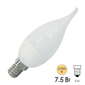 Лампа светодиодная свеча на ветру FL-LED CA37 7,5W 2700К 220V E14 37х113 700Лм теплый свет