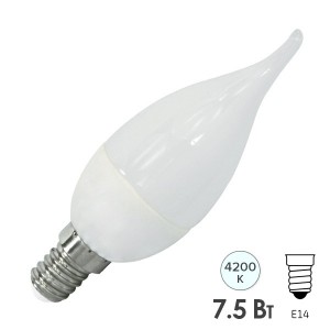 Обзор Лампа светодиодная свеча на ветру FL-LED CA37 7,5W 4200К 220V E14 37х113 700Лм белый свет
