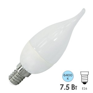 Лампа светодиодная свеча на ветру FL-LED CA37 7,5W 6400К 220V E14 37х113 700Лм холодный свет