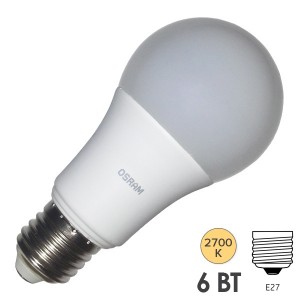 Купить Лампа светодиодная Osram LED CLAS A FR 40 6W/827 240° 470lm 220V E27 теплый свет