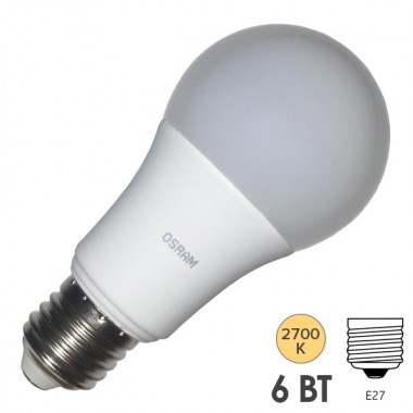 Купить Лампа светодиодная Osram LED CLAS A FR 40 6W/827 240° 470lm 220V E27 теплый свет