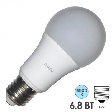 Обзор Лампа светодиодная Osram LED CLAS A FR 60 6,8W/865 240° 660lm 220V E27 холодный свет