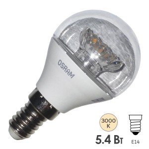 Купить Лампа светодиодная шарик Osram LED CLAS P CL 40 5,4W/830 240° 470lm 220V E14