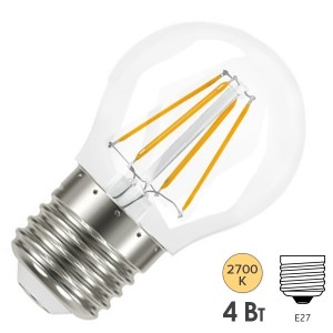 Лампа филаментная светодиодная шарик Osram LED P Retrofit CLAS P 40 4W/827 470lm E27 Filament
