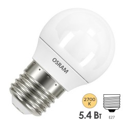 Лампа светодиодная шарик Osram LED CLAS P FR 40 5,7W/827 240° 470lm 220V E27