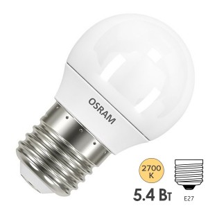 Отзывы Лампа светодиодная шарик Osram LED CLAS P FR 40 5,7W/827 240° 470lm 220V E27
