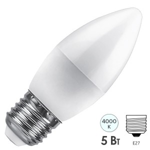 Купить Лампа светодиодная свеча Feron LB-72 5W 4000K 230V E27 белый свет