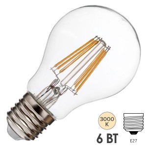 Отзывы Лампа филаментная светодиодная FL-LED Filament A60 6W 3000К 220V 600lm E27 теплый свет