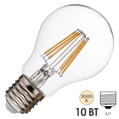 Лампа филаментная светодиодная FL-LED Filament A60 10W 3000К 220V 1000lm E27 теплый свет