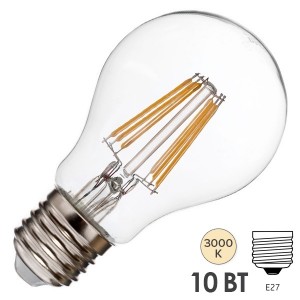 Купить Лампа филаментная светодиодная FL-LED Filament A60 10W 3000К 220V 1000lm E27 теплый свет