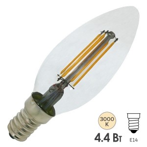 Отзывы Лампа филаментная светодиодная свеча FL-LED Filament C35 4.4W 3000К 220V 440lm E14 теплый свет