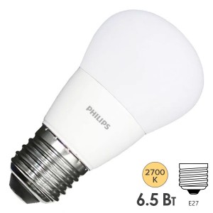 Купить Лампа светодиодная шарик Philips LEDLustre 6,5W (60W) 827 550lm E27 230V P48 FR теплый свет
