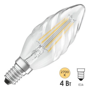 Купить Лампа филаментная светодиодная свеча витая Osram LED Retrofit CLAS BW 40 4W/827 470lm E14 Filament
