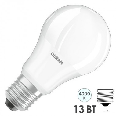 Обзор Лампа светодиодная Osram LED CLAS A FR 150 13W/840 240° 1521lm 220V E27 белый свет