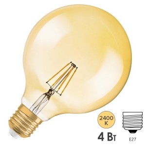 Лампа филаментная светодиодная шар Osram LED Vintage GLOBE G125 34 4W/824 380lm E27 Filament