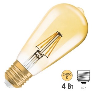 Купить Лампа филаментная светодиодная капля Osram LED Vintage CLAS ST64 34 4W/824 380lm E27 Filament