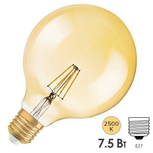 Обзор Лампа филаментная светодиодная шар Osram LED Vintage GLOBE G125 51 7,5W/824 DIM 650lm E27 Filament