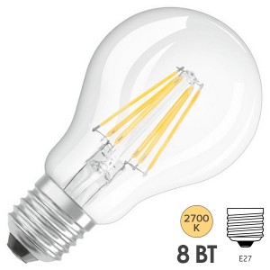 Купить Лампа филаментная светодиодная Osram RF CLAS A60 CL 7,5W (75W) 2700K E27 1055Lm L105x60mm Filament