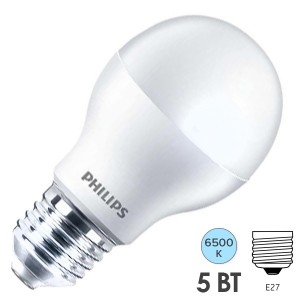 Купить Светодиодная лампа Philips LED Bulb A60 5W (55W) 220V E27 6500K 500lm L104x58mm (матов./холодный)