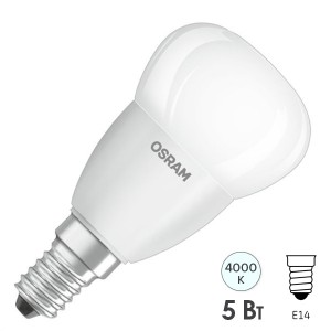 Отзывы Лампа светодиодная шарик OSRAM ST CLAS P 5W (40W) 4000K E14 470Lm L88x45mm LEDVANCE