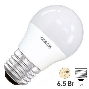 Отзывы Лампа светодиодная шарик OSRAM LED LS CL P 6.5W/830 (60W) 220V E27 FR 550lm