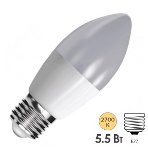 Купить Лампа светодиодная свеча FL-LED C37 5,5W 2700К 220V E27 37х108 510Лм теплый свет