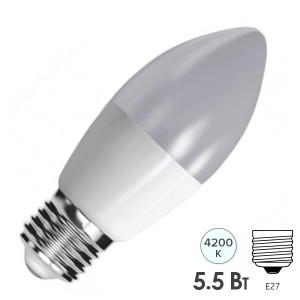 Лампа светодиодная свеча FL-LED C37 5,5W 4200К 220V E27 37х108 510Лм белый свет