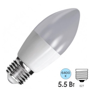 Купить Лампа светодиодная свеча FL-LED C37 5,5W 6400К 220V E27 37х108 510Лм холодный свет