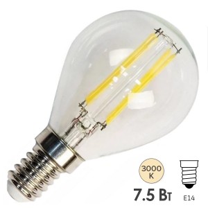 Обзор Лампа филаментная светодиодная шарик FL-LED Filament G45 7.5W 3000К 220V 600lm E14 теплый свет